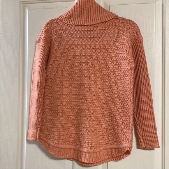 TALBOTS Chunky Cowl Neck Wool Blend Sweater Peach Sz Petite - Picture 2 of 5